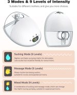 Wearable Breast Pump, Electric Breast Pump Hands Free with 3 Modes & 9 Levels, Portable Cordless Breast Pump for Travel, Office, Outdoors, 17/19/21/24mm Flanges - Image 5